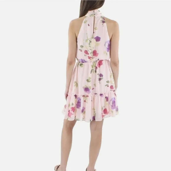 Ralph Lauren Floral Pink Halter Top Mini Dress Sizes 10 And 12 NWT - Picture 3 of 17